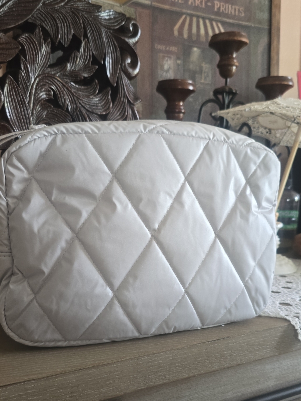 Vera Bradley Quilted Cosmetic Bag in Silver